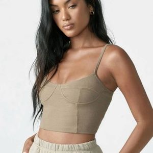 Joah Brown Bustier Cami Flexrib Beige Size Small